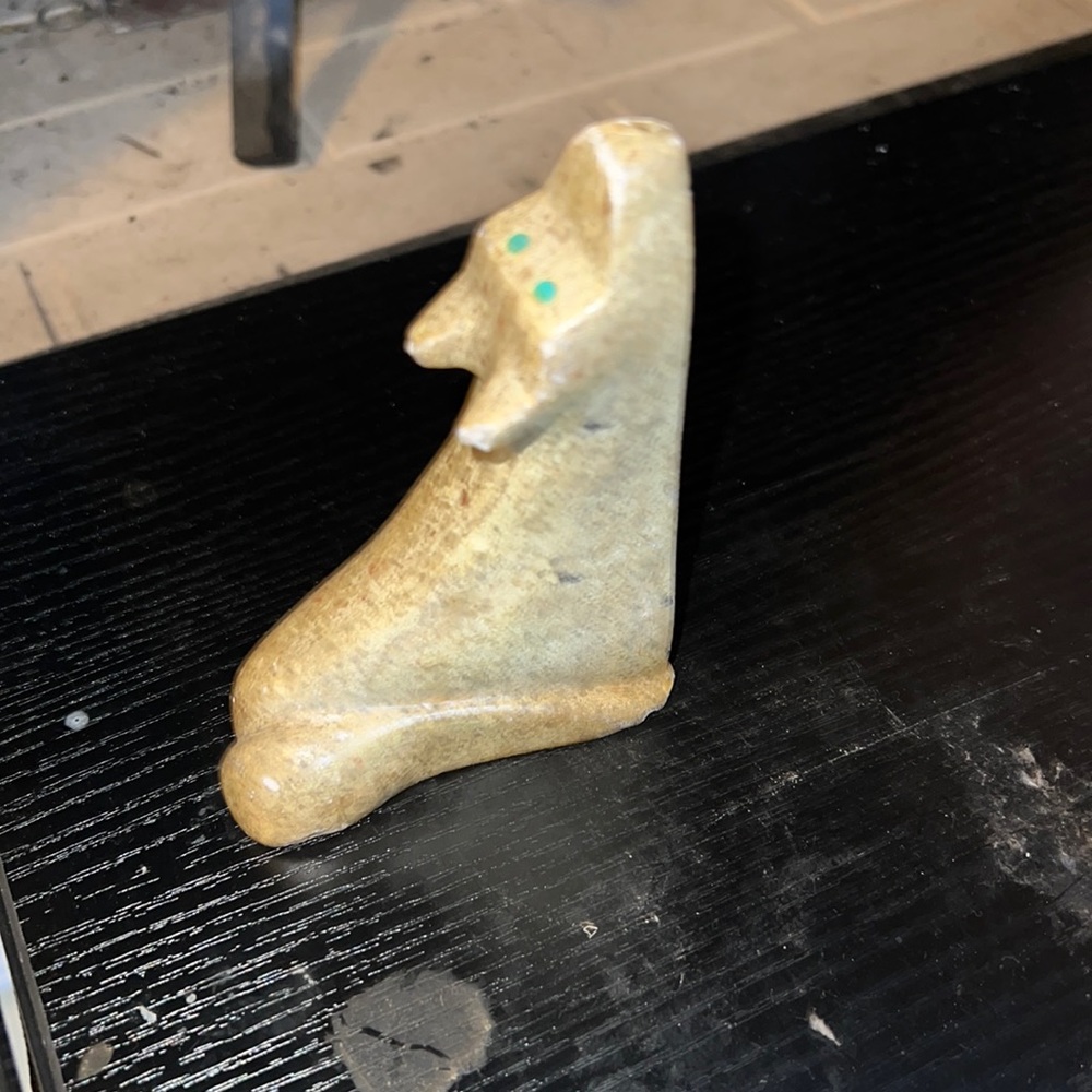 Native American wolf sculpture.